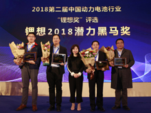 圖為榮獲“鋰想2018潛力黑馬獎(jiǎng)”的企業(yè)代表合影
